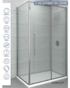 Concept Tuš kabina Devon 100x90x200cm 6mm providno staklo, srebrni ram - 11732-c-22090