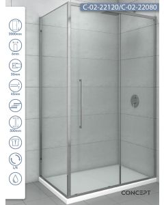 Concept Tuš kabina Devon 120x80x200cm 6mm providno staklo, srebrni ram - 11784-11106