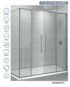 Concept Tuš kabina Devon 140x80x200cm 6mm providno staklo, srebrni ram - 11105-11106