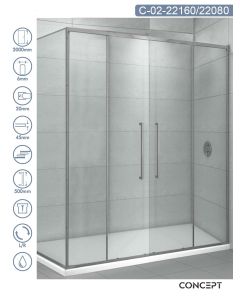 Concept Tuš kabina Devon 160x80x200cm 6mm providno staklo, srebrni ram - c-22160-11106