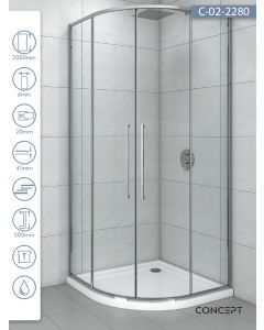Concept Tuš kabina Devon R80x200cm  6mm providno staklo, srebrni ram - 11336-1