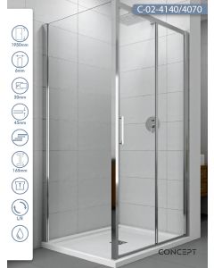 Concept Tuš kabina Atlas 140x70x195cm 6mm providno staklo, srebrni ram - 8899-8107