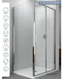 Concept Tuš kabina Atlas 150x70x195cm 6mm providno staklo, srebrni ram - 9911-8107