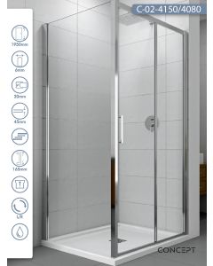 Concept Tuš kabina Atlas 150x80x195cm 6mm providno staklo, srebrni ram - 9911-7958