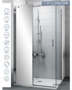 Concept Tuš kabina Titan 120x90x195cm 8mm providno staklo sa ogledalom, srebrni ram - c-02-5120m-7708