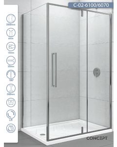 Concept Tuš kabina Absolut 100x70x200cm 6mm providno staklo, srebrni ram - 8768-8769