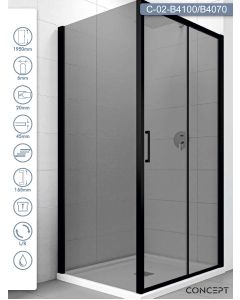 Concept Tuš kabina Atlas Black 100x70x195cm 6mm tonirano staklo, crni ram - 9199-11017