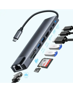 Adapter-konverter USB Tip C Zeus 11/1 1xUSB3.0/3xUSB2.0/HDMI/TF/SD/Audio/RJ45/VGA/Tip C PD
