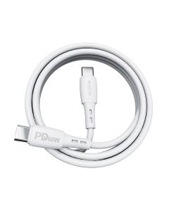 MOXOM USB data kabal MX-CB134 PD 60W Type-C na Type-C 1m, bela - U2027