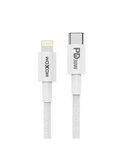 MOXOM USB data kabl MX-CB136 PD 30W Type-C na Lightning 1m, bela - U2076