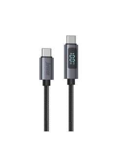 SUPERIOR USB data kabl SU-K107 pleteni Type-C na Type-C 5A 100W sa LED ekranom, 1m crna - U2136