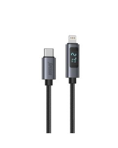 SUPERIOR USB data kabl SU-K107 pleteni Type-C na Lightning 3A 27W sa LED ekranom, 1m crna - U2137
