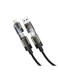 USB data kabal Moxom 4 u 1 Type C na Type C/Lightning, USB na Type C/lightning MX-CB364 100W 1m crni