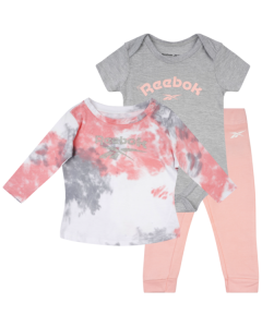 REEBOK trodelni set za bebe devojčice, roze dezenirani sivi - U4279RG3M