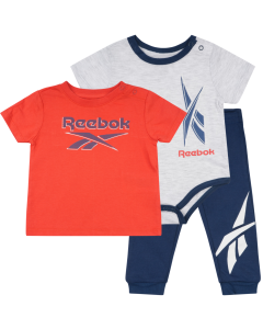 REEBOK set tri dela za bebe dečake, beli plavo crveni - U9853RB3M