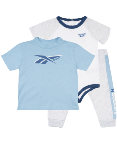 REEBOK set tri dela za bebe dečake, svetlo plavi sivi - U9857RB6M