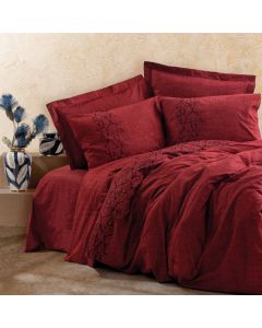 DEKOR DOM Posteljina CB RANFORCE DOUBLE - Plain Line - SOOTY BORDO - 040844-1