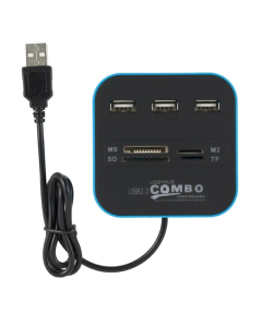 USB hub I čitač kartica 2u1 JWD-U35 plavi - 94233