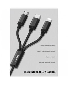 Kabel Remax Gition RC-131 3u1 za iPhone Lightning/ Micro USB/ Type-C crni 1m - 600490