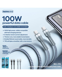 Kabel REMAX Jany Fast charging 100W PD RC-172 Type-C na Type-C crni 1m - 600874
