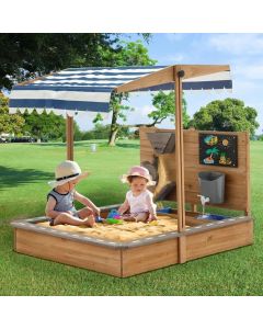 Dečiji drveni pesčanik KINDER HOME sa podesivim krovom