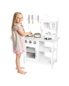 KINDER HOME Dečija drvena kuhinja za igru sa dodacima bela - V10C404H
