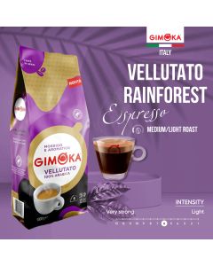 GIMOKA Pržena kafa u zrnu Vellutato Rainforest 100 % arabica 1000G - 43397591335142