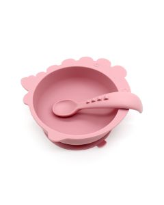 VOLIBABY Činija sa kašikom vakum silikonska dino - VB00981_roze