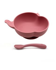 VOLIBABY Činija sa kašikom vakum silikonska slon - VB00986_roze