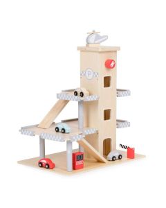 ECO TOYS Drvena garaža sa parkingom, liftom i automobilima - W04B047B