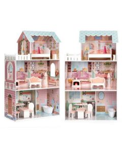 ECO TOYS Velika drvena kucica za lutke