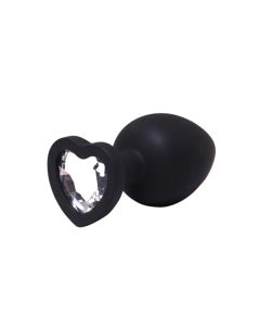 Mali crni silikonski analni dildo srce sa dijamantom - ft001082