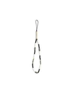 Vežica za mobilni Guess Strap Heishi Beads Black/White - GUSTBCKH