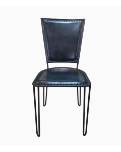 SUNČEVA DOLINA Kožna stolica Retro plava / kozja koža / retro dizajn - VL1801P