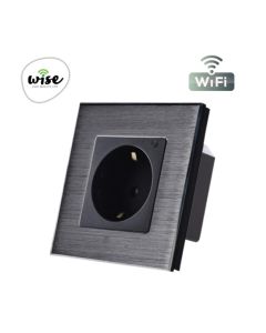 Wise Wifi pametna utičnica, ugradna - aluminijumski panel crni WU0013 - PMK000023A00000