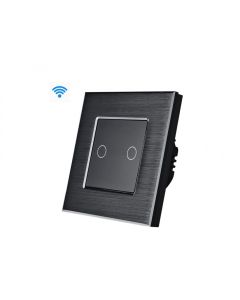 Wise Wifi pametni prekidač, 2 tastera, aluminijumski panel crni - PMK000027A00000