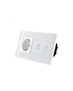 Wise Wifi pametni prekidac 2 tastera i uticnica - modularni, stakleni panel - PMK000013A00000