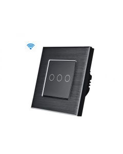 Wise Wifi pametni prekidač, 3 tastera, aluminijumski panel crni - PMK000031A00000