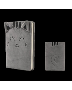 ITOTAL notes plišani A5 siva mačka blanko 96 lista