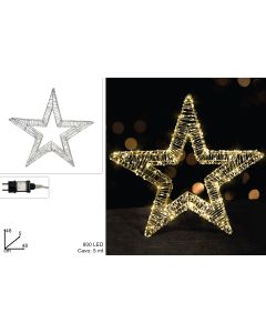 Novogodišnja svetleća zvezda, 800 LED, toplo bela, 50 cm