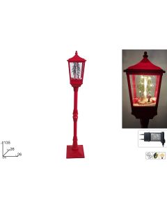 Novogodišnji crveni lampion sa vozićem, efektom padanja snega, svetlom i muzikom 135cm