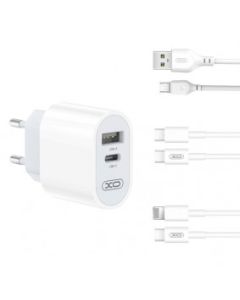 XO Punjač L97 sa ulazom USB+Type-c sa Type-C kablom, bela - 20939-1