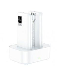 XO Power bank PR151 sa 4 kabla i bazom za punjenje 2x10000mAh, bela - 20858-1-1