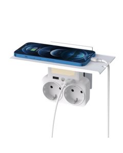 XO Smart zidni razdelnik sa policom WL09 2AC+2USB 2,4A, bela - 1820003