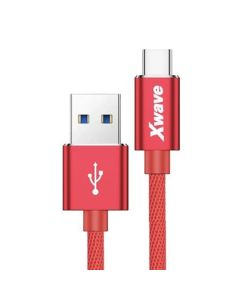 XWAVE Kabl USB Type C, 3A ALU, pleteni, 2m, crvena - 1280095