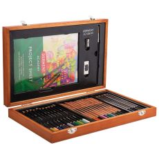 DERWENT Set u drvenoj kutiji boje drvene 12 boja+12 boja-Aquarelle+6 grafitnih olovaka Academy Derwent 2300147