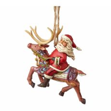 JIM SHORE Santa Riding Reindeer Hanging Ornament Figure