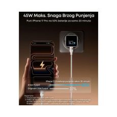 Nano 45W putni zidni punjač sa ekranom, USB-C port, beli