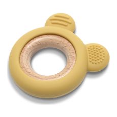 LORELLI SILIKONSKO DRVENA GLODALICA ZA BEBE BEAR  - NATURAL YELLOW