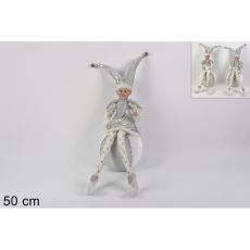 Novogodišnja figura pajac 50 cm srebrni mn001607